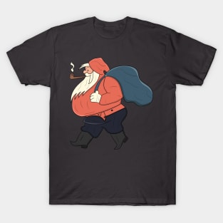 cute cartoon santa with his pipe T-Shirt